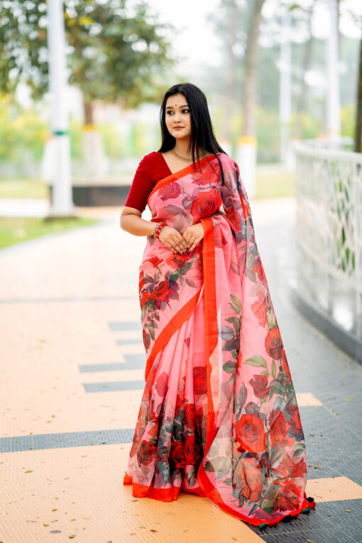 Rose  | Tangail Silk Saree - Image 5
