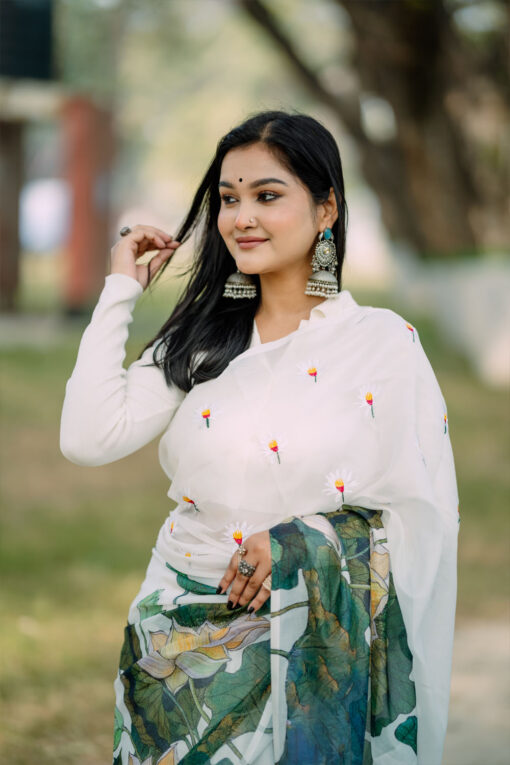 Shapla Embroidery |  Tangail Silk Saree - Image 4