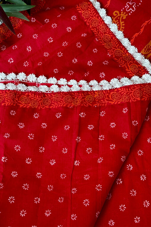 Beautiful Lace | Cotton Silk Blockprint Saree - Image 3