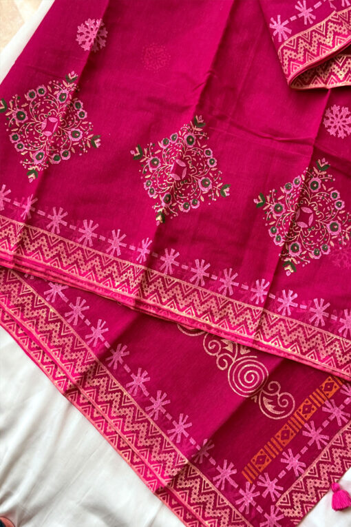 Queen | Cotton Silk Blockprint Saree - Image 4