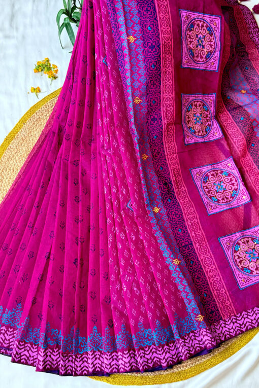 Anurima | Blockprint Embroidery Saree