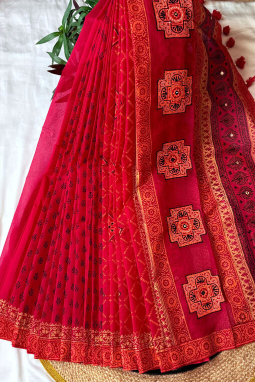 Bou |  Blockprint Embroidery Saree