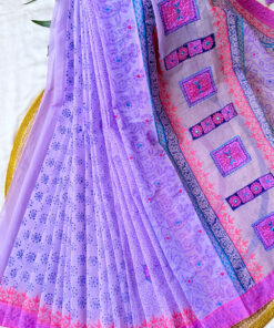 Lavender | Blockprint Embroidery Saree