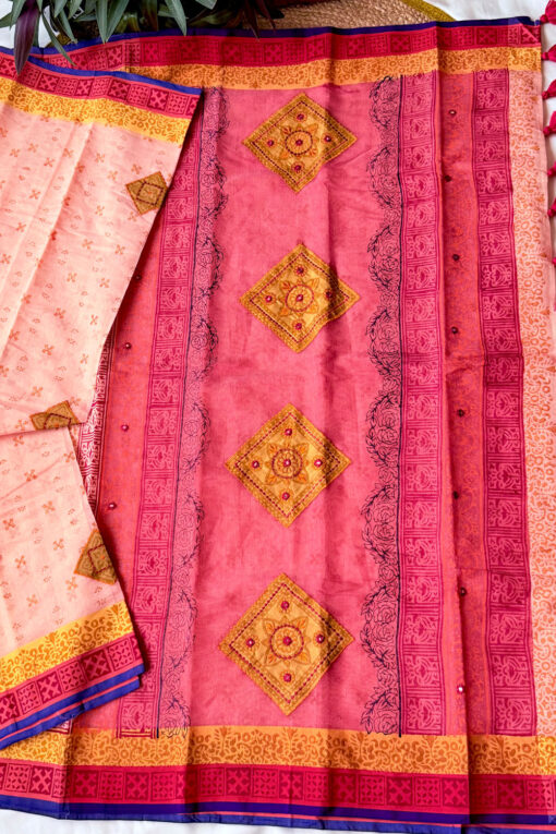 Mithay | Blockprint Embroidery Saree - Image 6