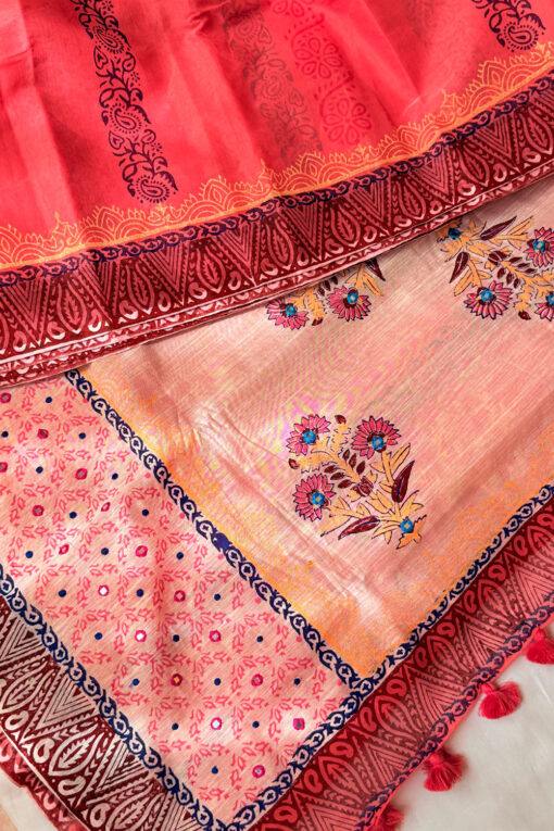 Mithaybari | Blockprint Embroidery Saree - Image 7