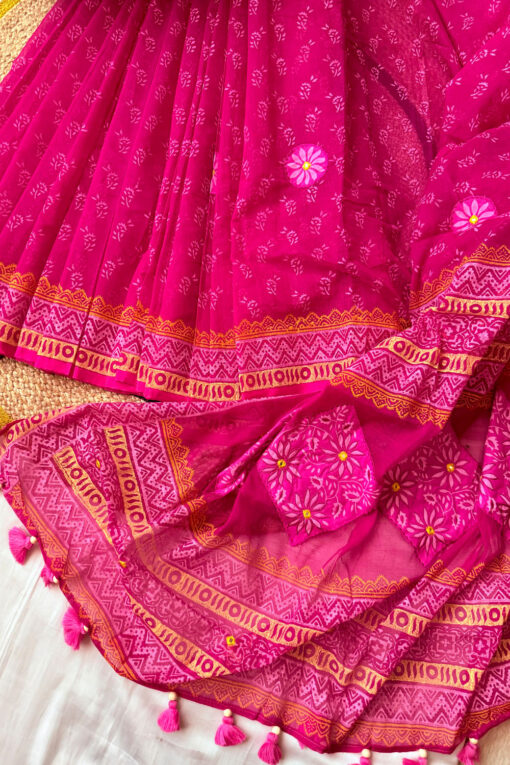 Mohua | Blockprint Embroidery Saree - Image 5