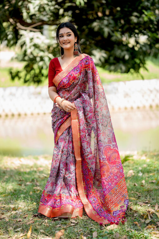 Pinkish | Katan Border Design