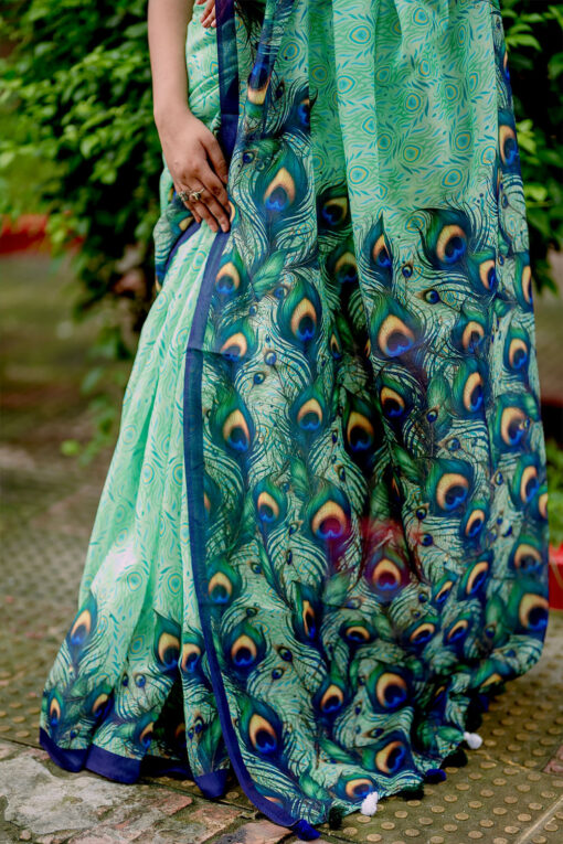 Blue peacock | Susmita Silk Saree - Image 2