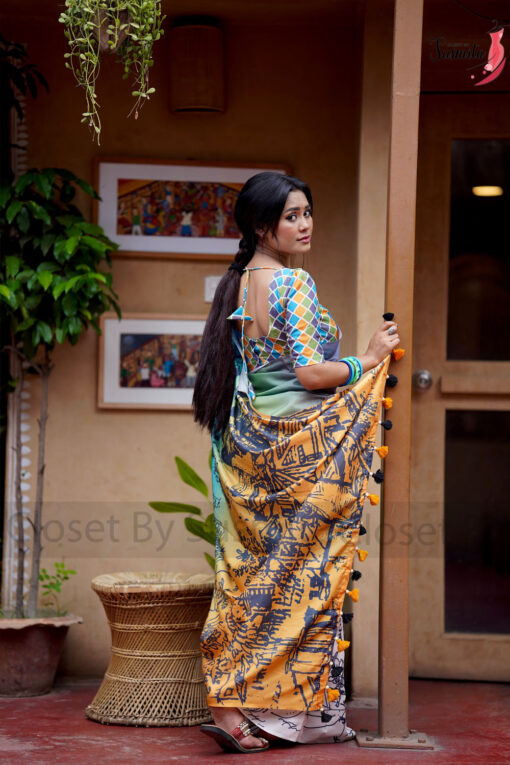 Graphite | Susmita Glossy Silk Saree - Image 2