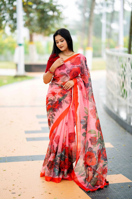 Rose  | Tangail Silk Saree - Image 3