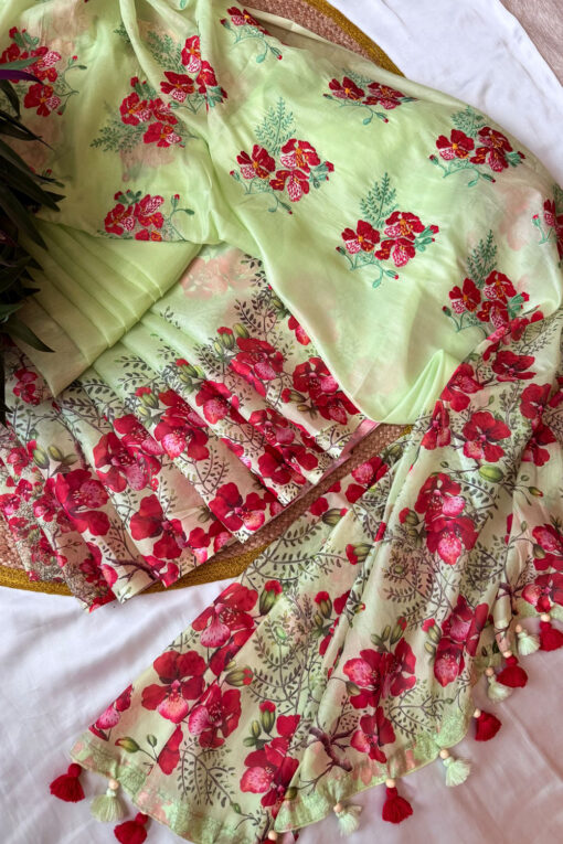 Krishnochura Embroidery |  Tangail Silk Saree - Image 3