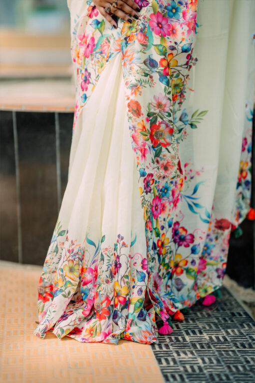 Mint Nayontara Embroidery |  Susmita Silk Saree - Image 3