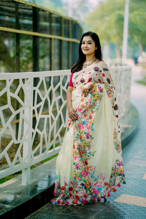 Mint Nayontara Embroidery |  Susmita Silk Saree - Image 3