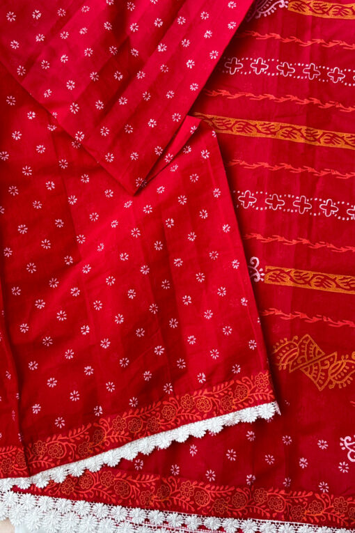 Beautiful Lace | Cotton Silk Blockprint Saree - Image 6