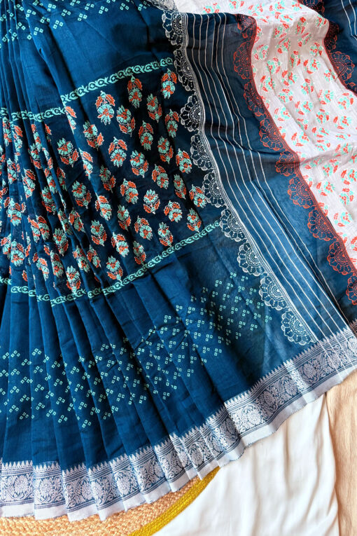 Benaroshi Par | Cotton Silk Blockprint Saree