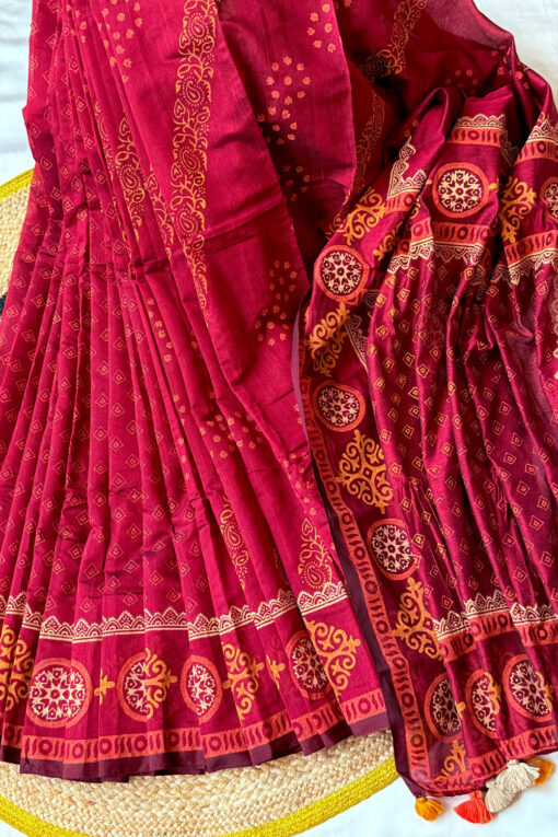 Bibi Shaheba | Cotton Silk Blockprint Saree