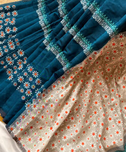 Daisy Flower | Cotton Silk Blockprint Saree