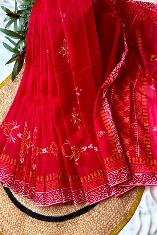 Lal bou | Cotton Silk Blockprint Saree - Image 5
