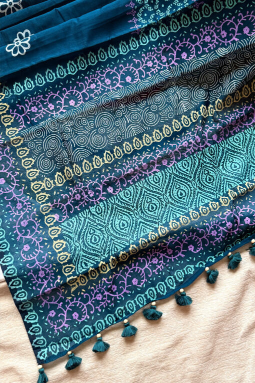 Shondhorjo | Cotton Silk Blockprint Saree - Image 3
