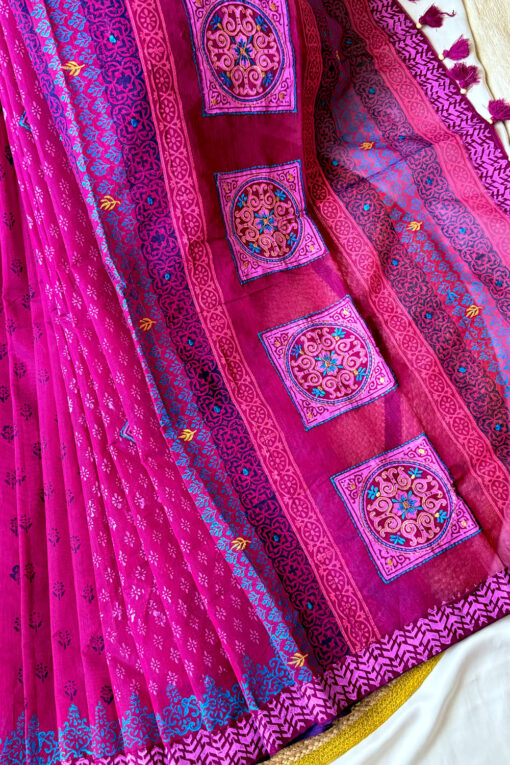 Anurima | Blockprint Embroidery Saree - Image 5