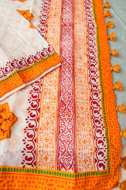 Falgun | Blockprint Embroidery Saree - Image 5