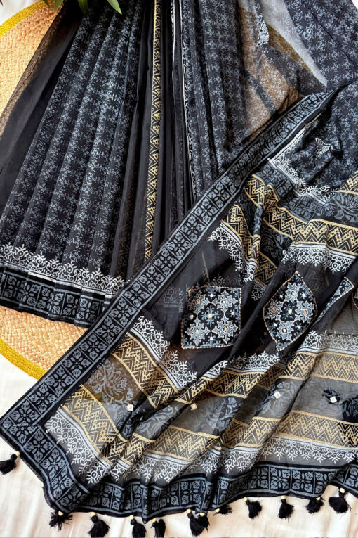 Kajol Lota | Blockprint Embroidery Saree - Image 2
