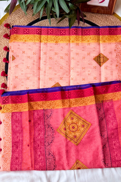Mithay | Blockprint Embroidery Saree - Image 5