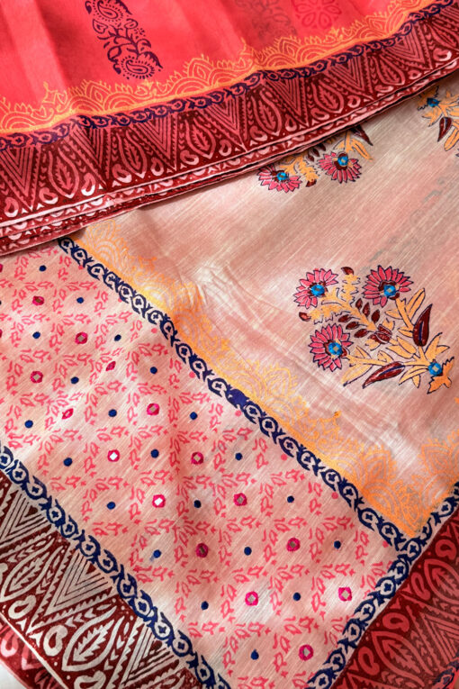 Mithaybari | Blockprint Embroidery Saree - Image 6
