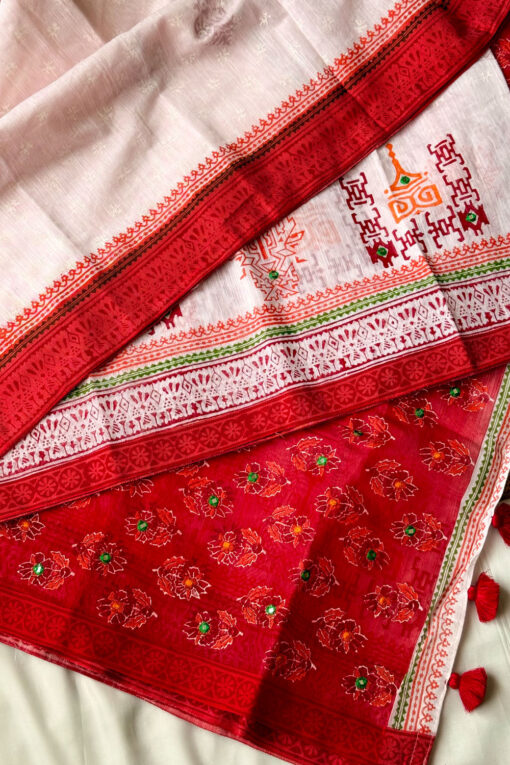 Modhu | Blockprint Embroidery Saree - Image 5