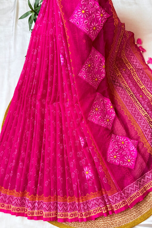 Mohua | Blockprint Embroidery Saree