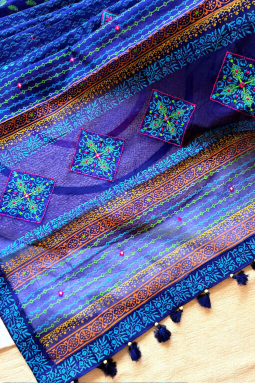 Mrinmoye | Blockprint Embroidery Saree - Image 4