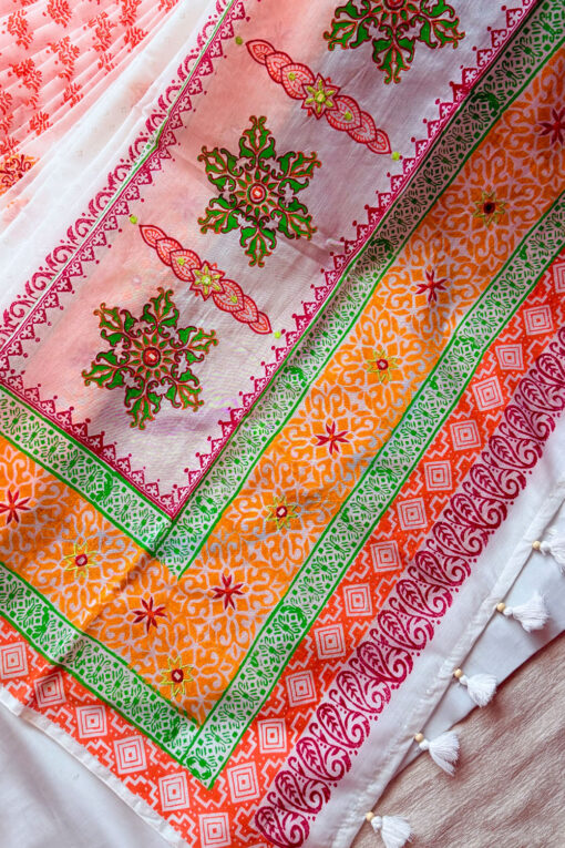 Shuvo | Blockprint Embroidery Saree - Image 3