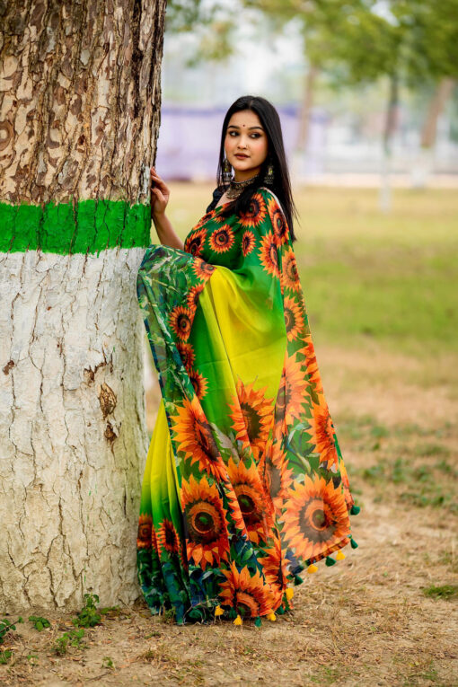 Sunflower | Tangail Silk Saree - Image 4