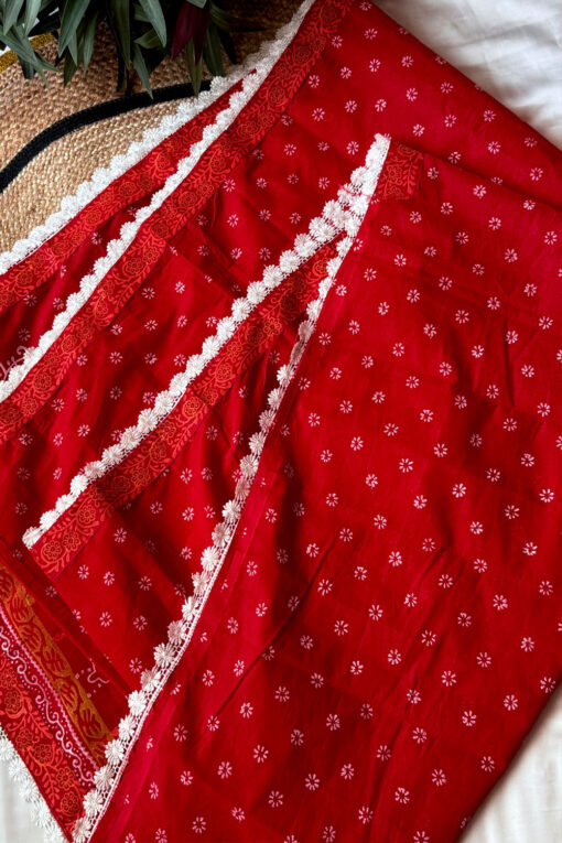 Beautiful Lace | Cotton Silk Blockprint Saree - Image 5