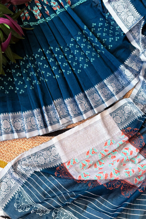 Benaroshi Par | Cotton Silk Blockprint Saree - Image 6