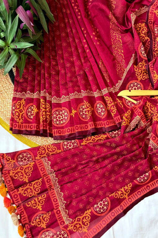 Bibi Shaheba | Cotton Silk Blockprint Saree - Image 6