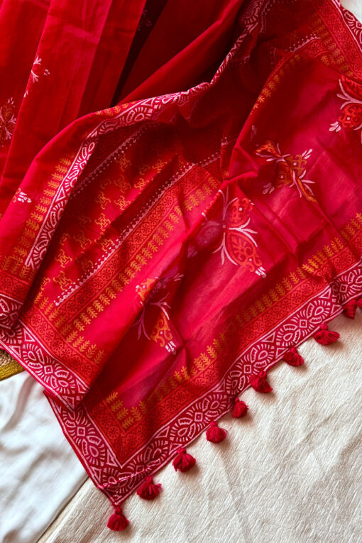 Lal bou | Cotton Silk Blockprint Saree - Image 2