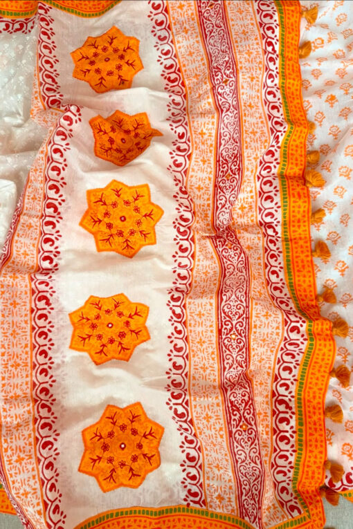 Falgun | Blockprint Embroidery Saree - Image 4