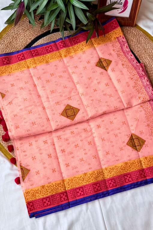 Mithay | Blockprint Embroidery Saree - Image 4
