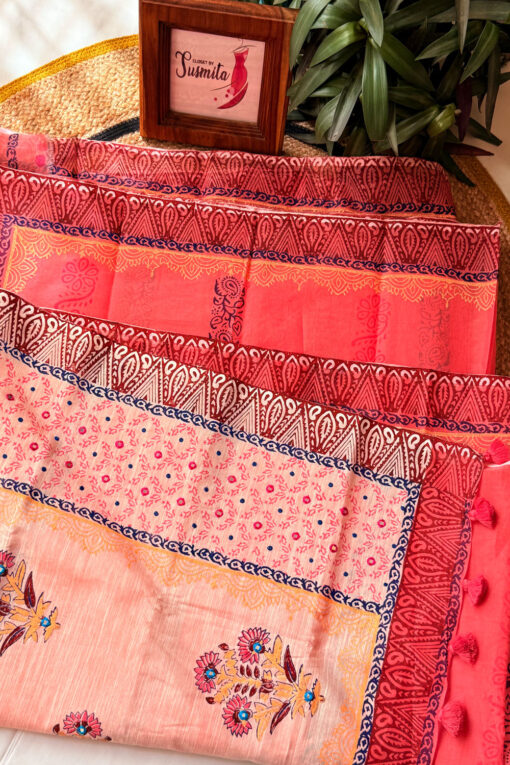 Mithaybari | Blockprint Embroidery Saree - Image 5