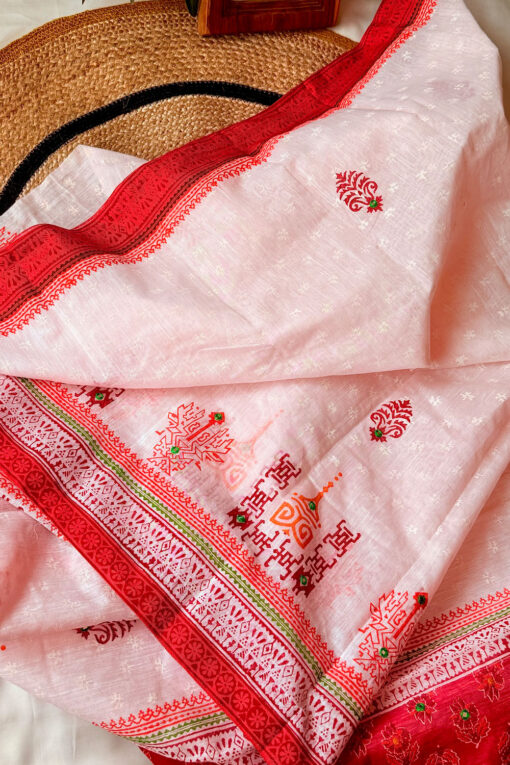 Modhu | Blockprint Embroidery Saree - Image 2