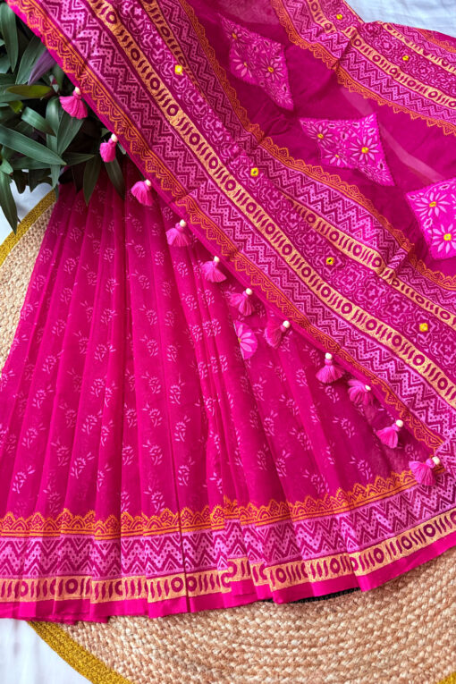 Mohua | Blockprint Embroidery Saree - Image 3