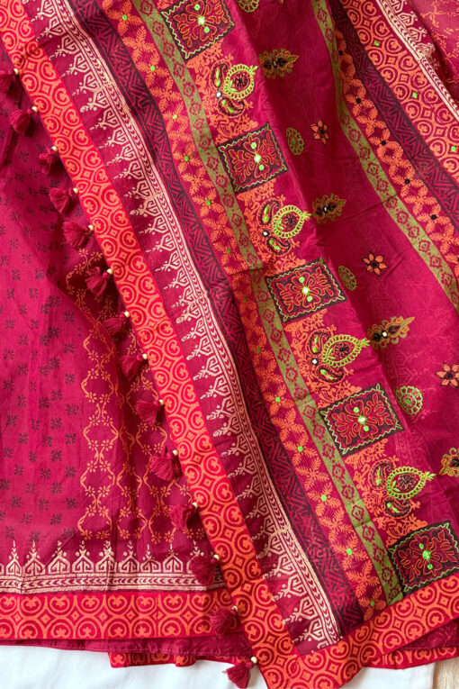 Notun Bou | Blockprint Embroidery Saree - Image 3