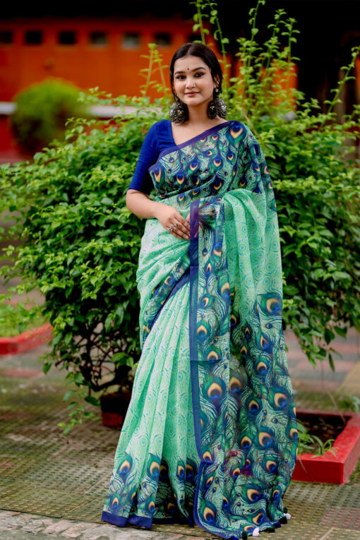 Blue peacock | Susmita Silk Saree - Image 4