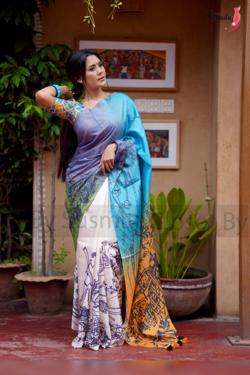 Graphite | Susmita Glossy Silk Saree - Image 3