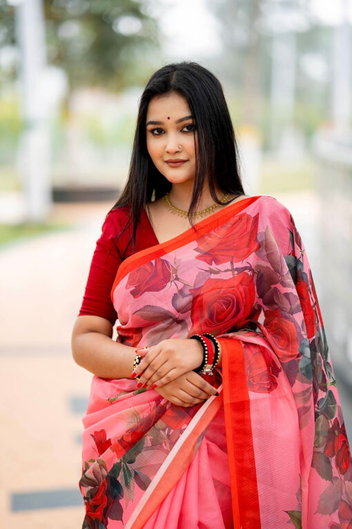 Rose  | Tangail Silk Saree - Image 4
