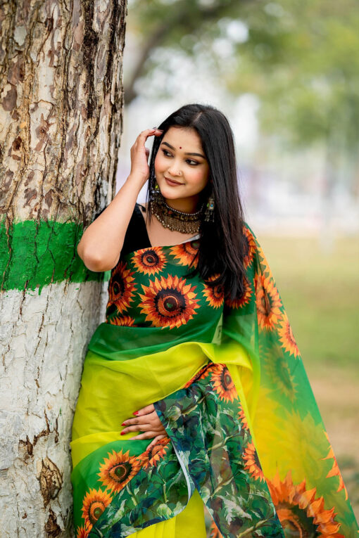 Sunflower | Tangail Silk Saree - Image 2