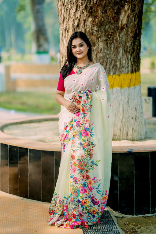 Mint Nayontara Embroidery |  Susmita Silk Saree