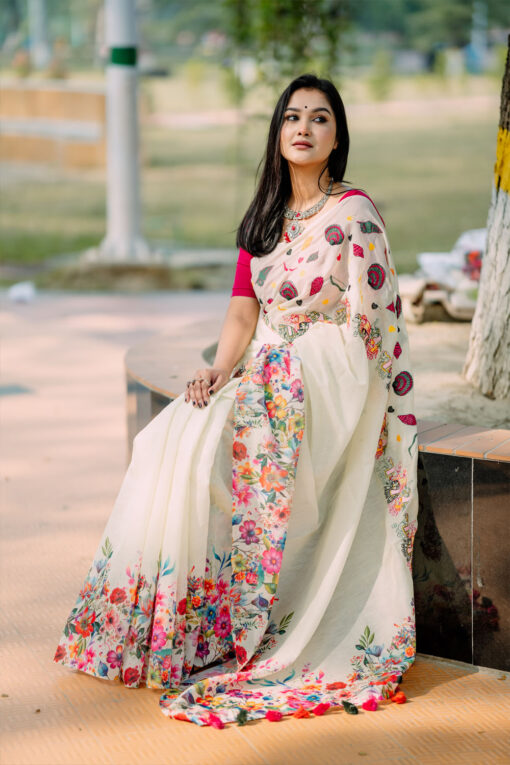 Mint Nayontara Embroidery |  Susmita Silk Saree