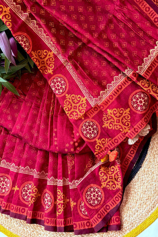 Bibi Shaheba | Cotton Silk Blockprint Saree - Image 4